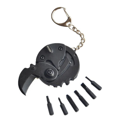Multifunctional Hexagon Keychain Tool – Mini EDC Screwdriver, Folding Coin Knife & Pocket Gear for Outdoor Use
