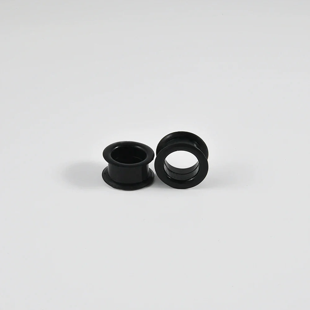 Pair of Supersize Black Silicone Double Flared Ear Tunnel Plugs — Flesh Gauge Expander Stretchers for Piercing