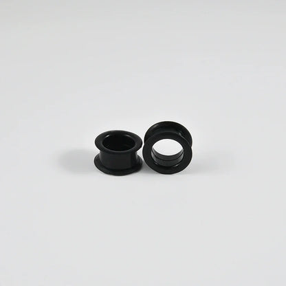 Pair of Supersize Black Silicone Double Flared Ear Tunnel Plugs — Flesh Gauge Expander Stretchers for Piercing