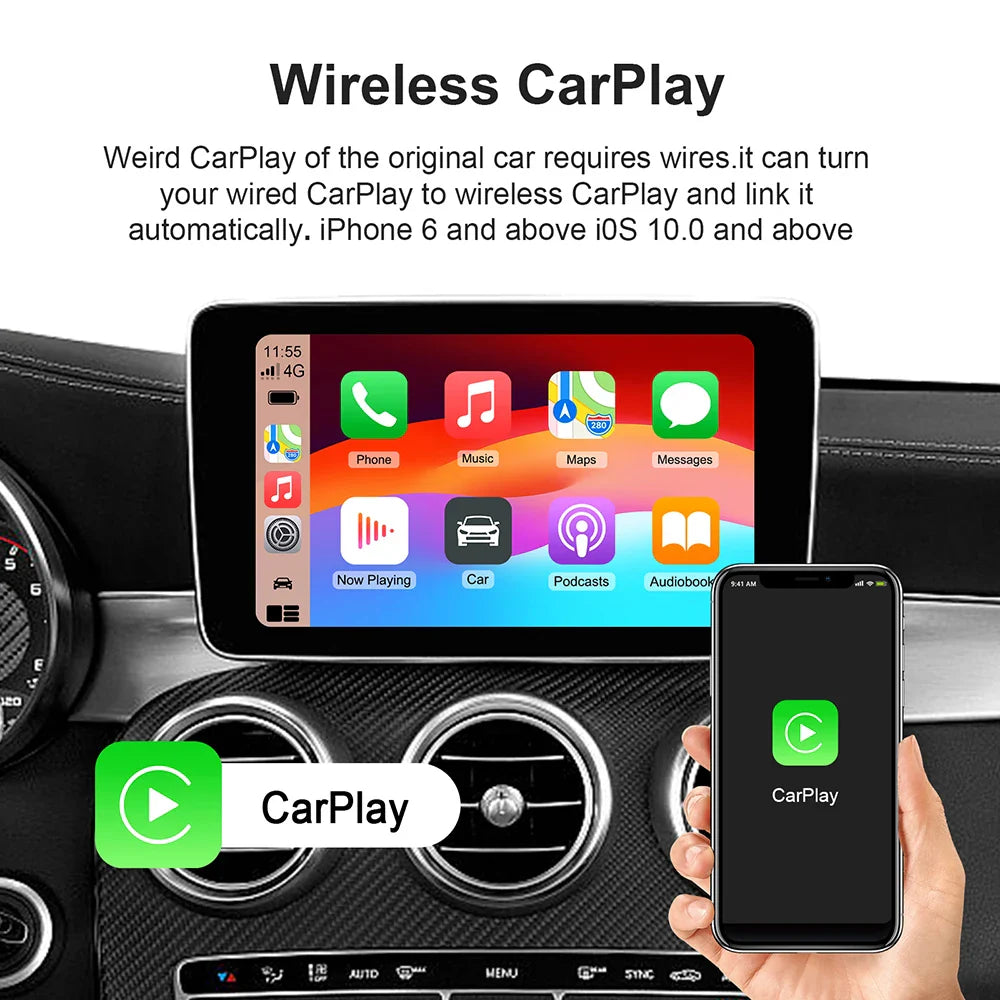 2025 CarPlay Smart AI Box — Wireless Android CarPlay & Android Auto Adapter with Netflix, YouTube & 5G WiFi