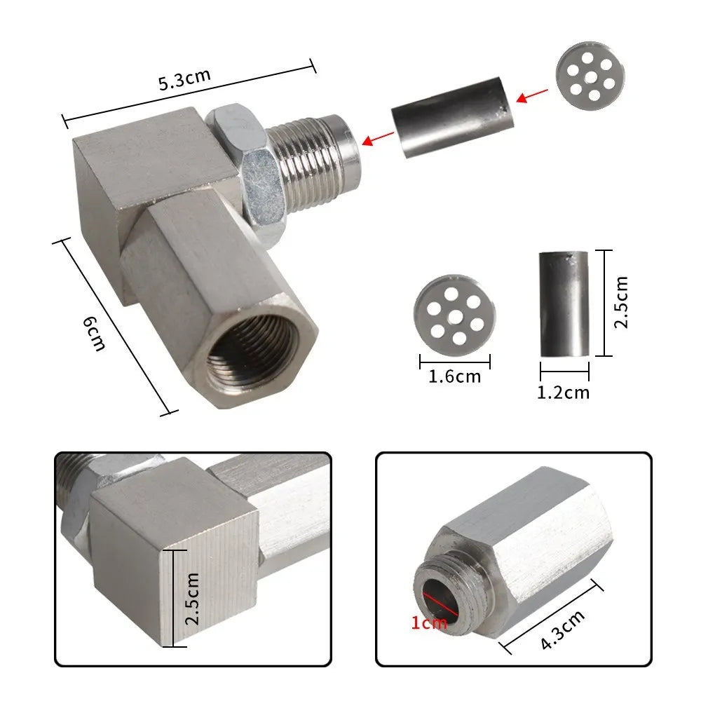 Universal O2 Sensor Bung Extension – 90-Degree Catalytic Converter Spacer, Oxygen Sensor Extender for P0420 P0430, Silver