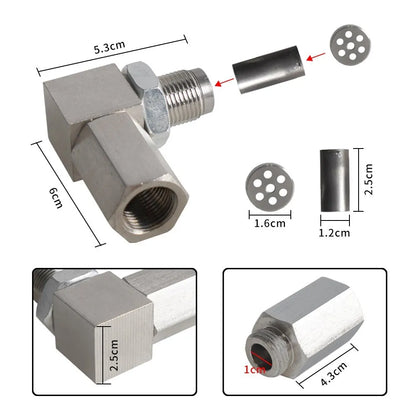 Universal O2 Sensor Bung Extension – 90-Degree Catalytic Converter Spacer, Oxygen Sensor Extender for P0420 P0430, Silver