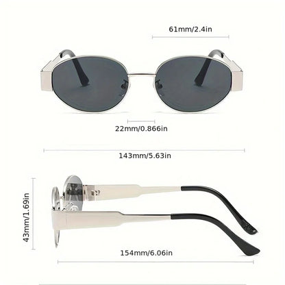 Vintage Punk Round Sunglasses 2PCS - Retro Metal Frame Fashion Eyewear for Women