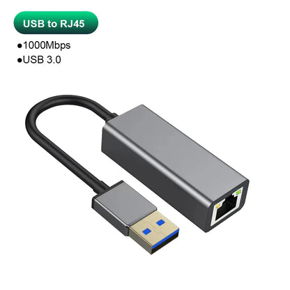 USB Type-C Ethernet Adapter — 1000Mbps USB 3.0 RJ45 Network Card for MacBook, PC & Android