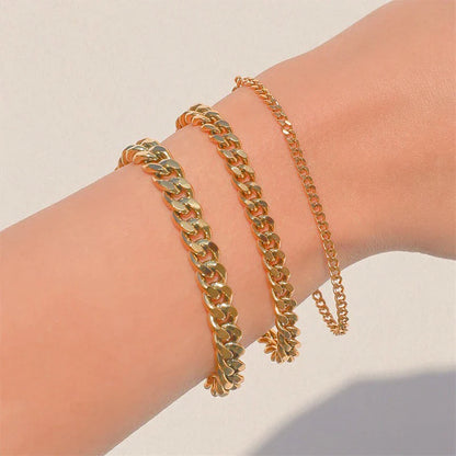 Fashion Stainless Steel Curb Cuban Chain Bracelet | Unisex Couples Jewelry | Wrist Hand Accessory for Men & Women | Party Gift