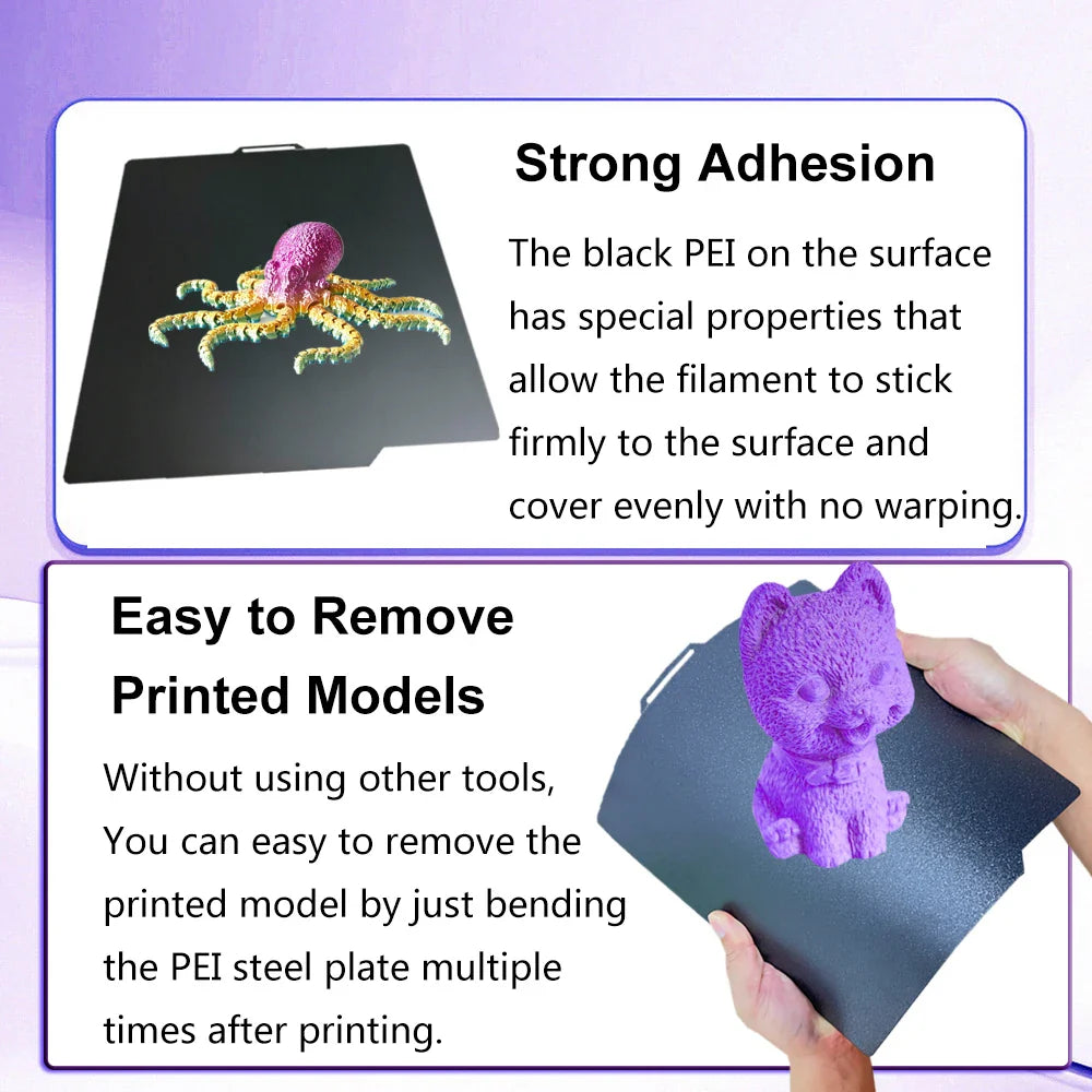 Smooth PEI Build Plate for Bambu Lab X1C, P1P, P1S & A1 – PEO/PET Heatbed Platform for 3D Printer Printing Surface