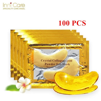 InniCare Crystal Collagen Gold Eye Masks – 50/60/80/100 Pcs Anti-Dark Circle Beauty Patches for Eye Skin Care, Korean Cosmetics
