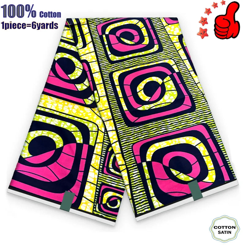African Real Wax Fabric - High Quality 100% Cotton Ankara Pagne for Women’s Dresses
