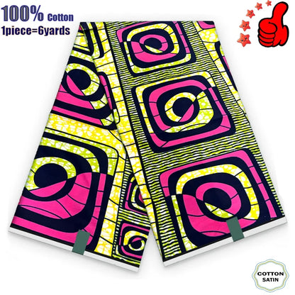 African Real Wax Fabric - High Quality 100% Cotton Ankara Pagne for Women’s Dresses