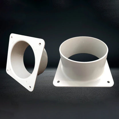 White Air Vent Duct Connector Flange – Straight Square Bottom Pipe for Easy Ventilation Duct Installation