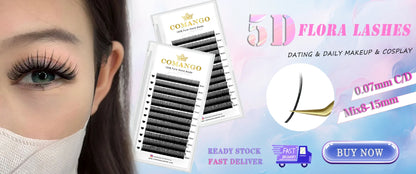 CoMango Faux Mink Eyelashes Extensions – 1D/2D/Y, C/D Curl Natural Russian Volume Soft PBT Lashes