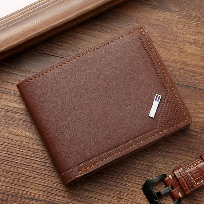Men’s Slim Leather Wallet – Minimalist Foldable Short Wallet in Soft Genuine Leather for Everyday Carry & Card Holder Convenience