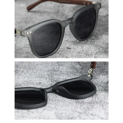Retro Wood Grain Polarized Sunglasses for Men & Women – UV Protection Eyewear for Cycling, Outdoor & Street Photography