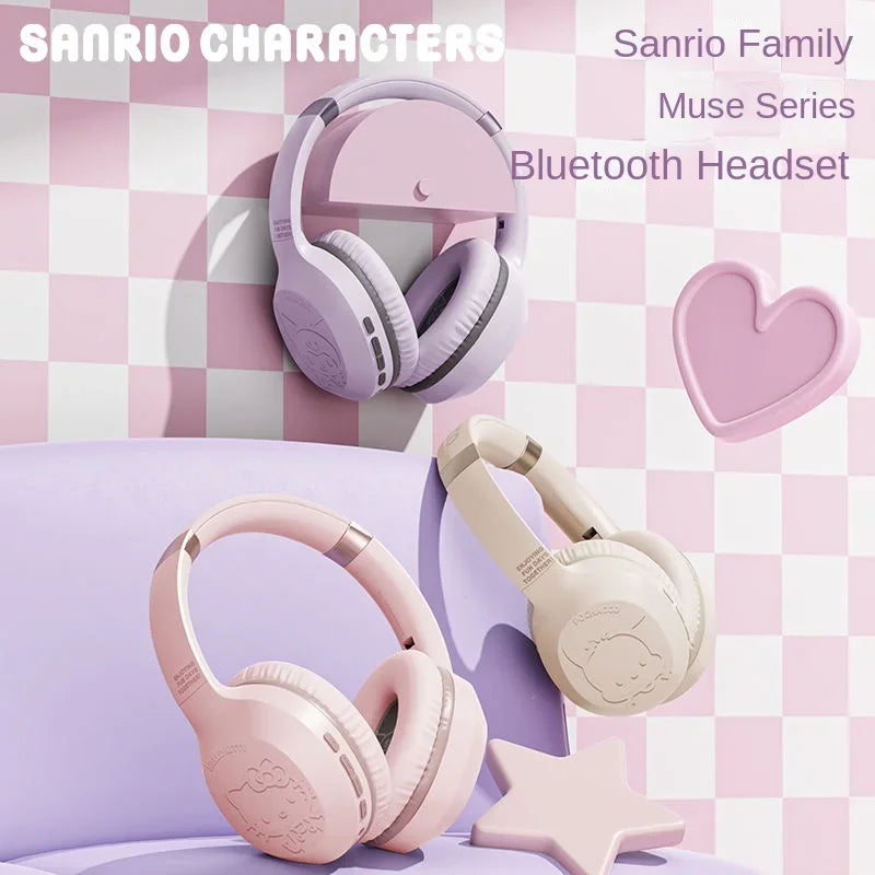 Hello Kitty & Kuromi Wireless Bluetooth Headset — Kawaii Cartoon Character Student Headphones, New Style