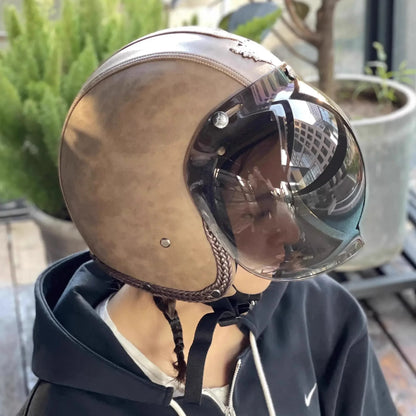 Motorcycle Helmet Bubble Visor – Anti-Fog UV Protection HD Lens for Retro Open Face Helmets