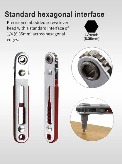 Multifunctional Bidirectional Ratchet Screwdriver — Forward & Reverse Elbow Wrench with Flat and Cross Heads