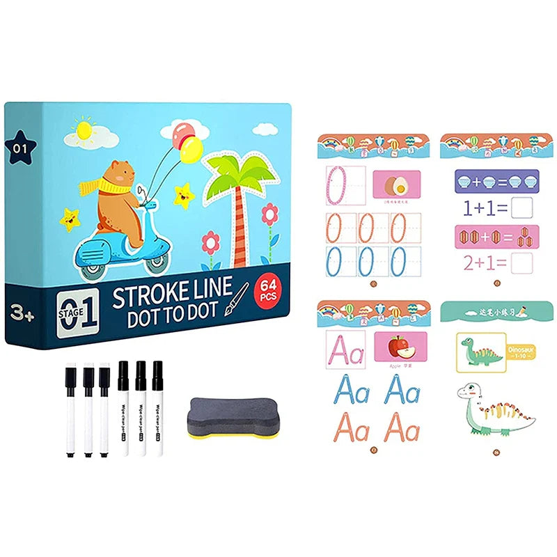 Magical Reusable Tracing Workbook – Montessori Drawing Practice & Control Training Copybook for Kids
