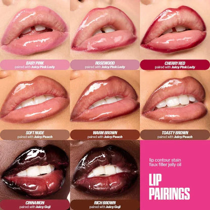 Velvet Brown Lip Liner - Nude Matte Waterproof Cherry Red Lip Contour Pencil for Women