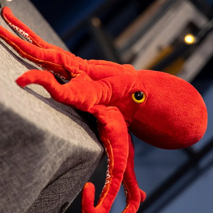 Lifelike Octopus Plush Toy — 40-75cm Red Stuffed Sea Animal Doll for Kids Gifts