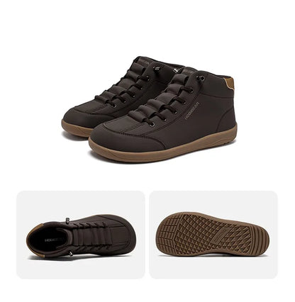 HOBIBEAR Mid-Top Barefoot Shoes — Men & Women Wide Toe Ankle Boots, Outdoor Non-Slip Artificial Leather Footwear