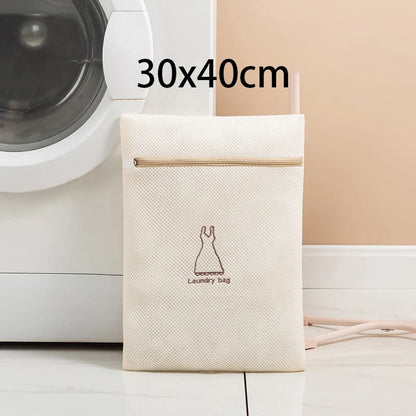 7Pcs Fine Mesh Laundry Bag Set – Embroidery Print Washing Pouches for Clothes, Household Washing Machine Bags