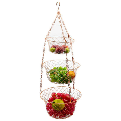 3-Tier Hanging Kitchen Organizer Basket – Large Capacity Vegetable & Snack Storage Shelf