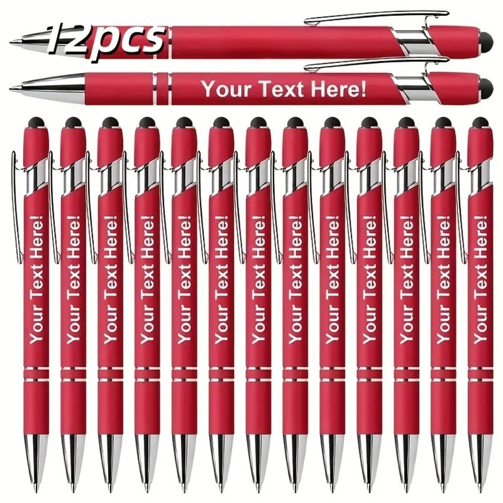 Engraved Metal Ballpoint Pens - 12-Pack Personalized Business, Anniversary & Graduation Gift Pens