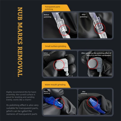 Stedi 2.0 Upgraded Glass File – Washable Durable Model Polishing Tool for Removing Nub Marks, Grinding & Sanding Hobby Models