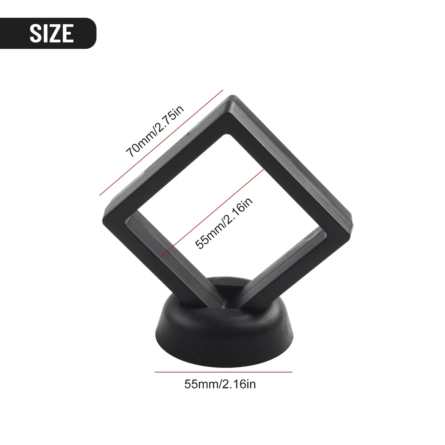 3D Floating Jewelry & Coin Display Frame – Clear Stand for Rings, Pendants, and Gemstones