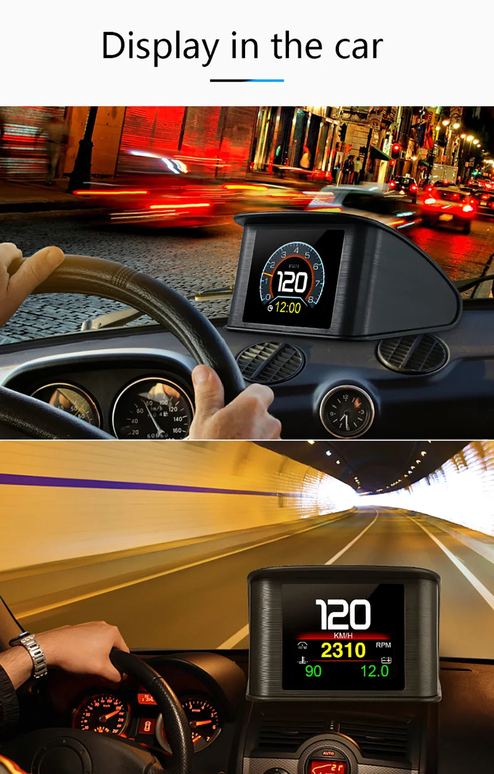 P10 Pro Head-Up Display – On-Board OBD2 Computer with Digital Speedometer, Mileage, Temperature & Driving Data Gauge