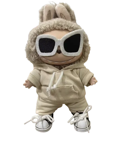 Labubu Casual Sweatsuit Set for 15/17cm Dolls — Comfy Doll Clothes with Ribbed Hem Details