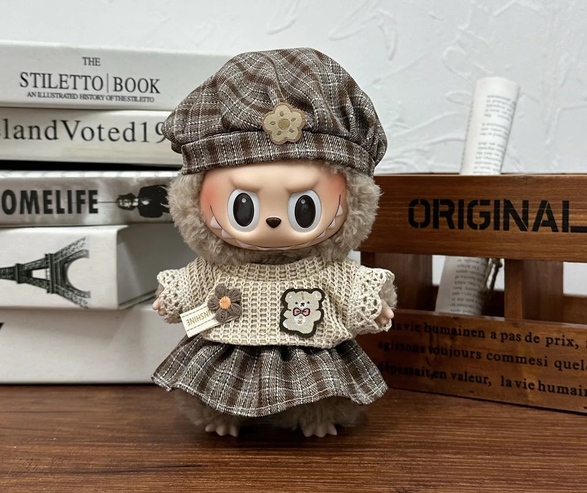 17cm Labubu V1–V2 Trendy Doll Clothes & Accessories – Idol Outfit for Kids Gift