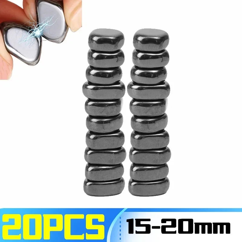 2/60x Irregular Polished Lodestone Magnets – Mini Magnetic Stones for Fridge, Whiteboard, Locker & Office Use