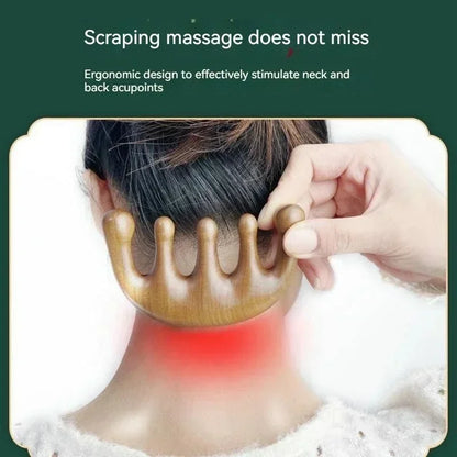 Meridian Massage Comb – Five-Tooth Handleless Sandalwood Scalp & Acupuncture Comb for Blood Circulation