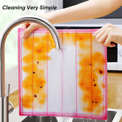 Anti-Oil 8-Layer Microfiber Kitchen Towel: Thicken, Absorbent Cloth for Daily Dish Cleaning - 30cm Size
