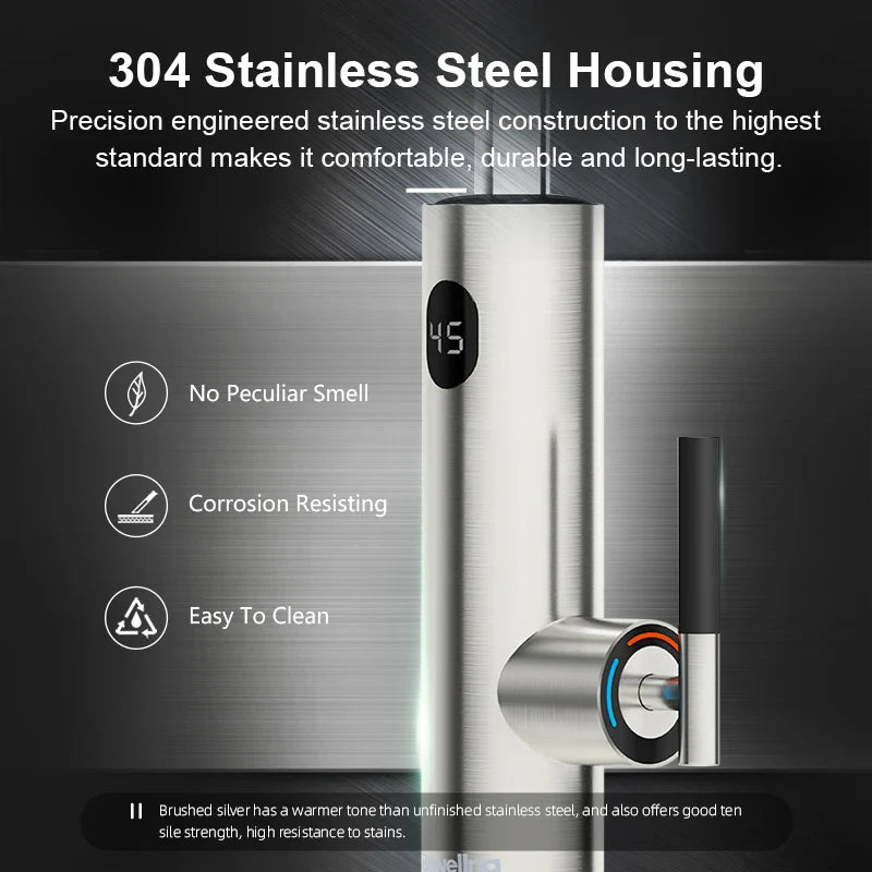 Briwellna 2-in-1 Electric Water Heater Faucet - Stainless Steel Universal Spout Kitchen Tap, 220V Heating Tap