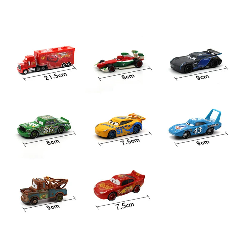 Disney Pixar Cars 3 Diecast Toy Set - Lightning McQueen, Mater, Jackson, and Uncle Truck Champion Car Models for Boys, Birthday Gift