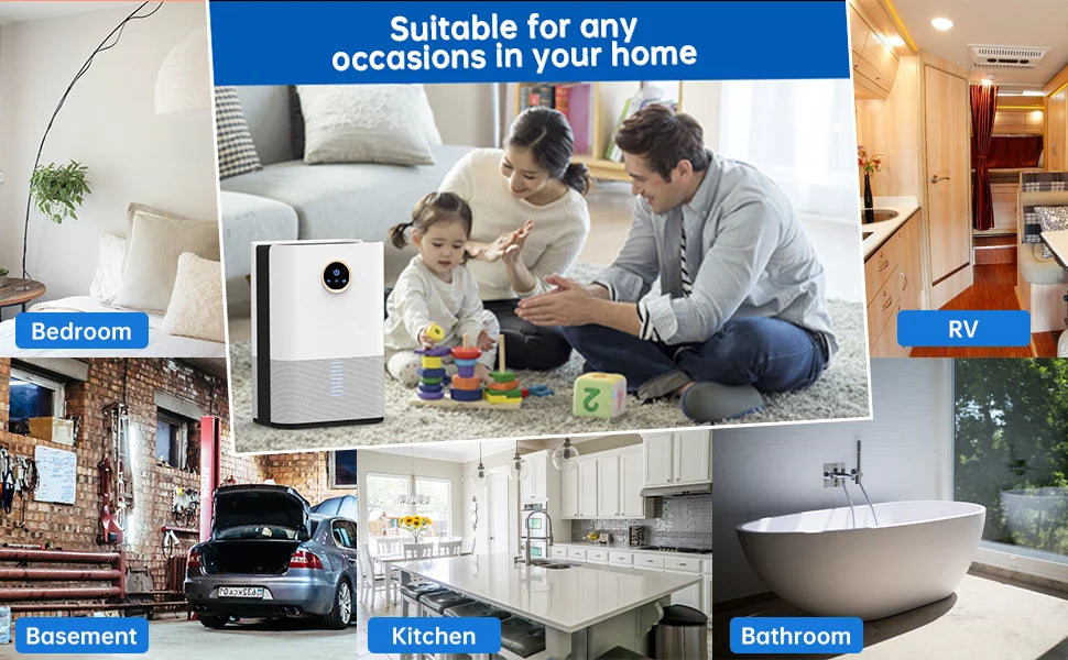 Dehumidifier – 1.2L Large Tank, Covers Up to 80m², Suitable for Home, Bedroom, Office & Kitchen, EU/US Plug