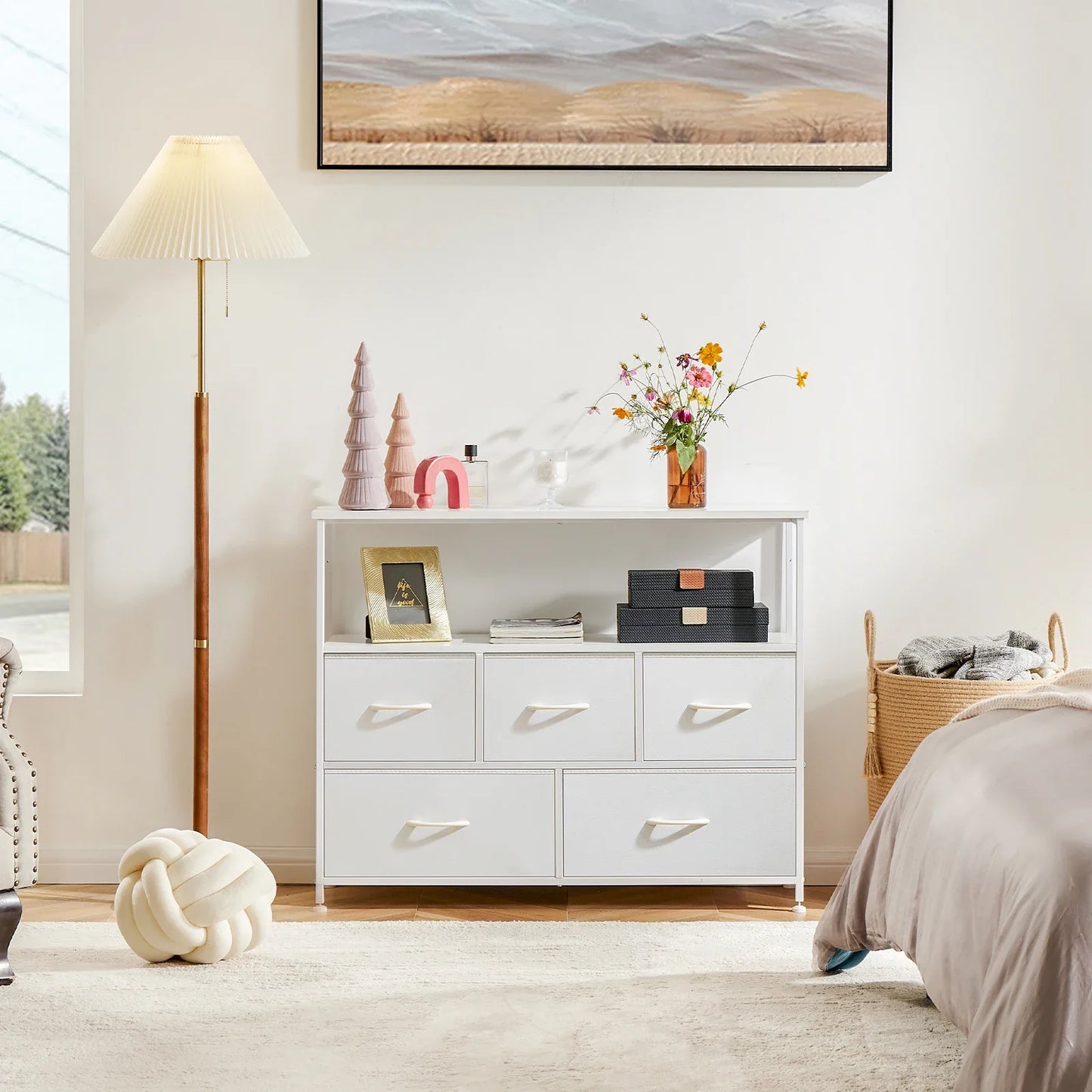 White Wardrobe Closet with 5/7/10 Fabric Drawers – Bedroom Storage Chest Cabinet Furniture