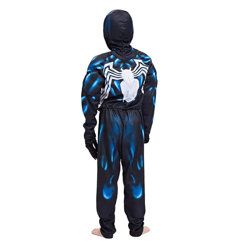Kids Black Spider Costume - 3D Spandex Superhero Jumpsuit for Halloween Cosplay & Dress-Up