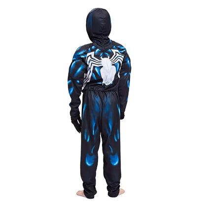 Kids Black Spider Costume - 3D Spandex Superhero Jumpsuit for Halloween Cosplay & Dress-Up