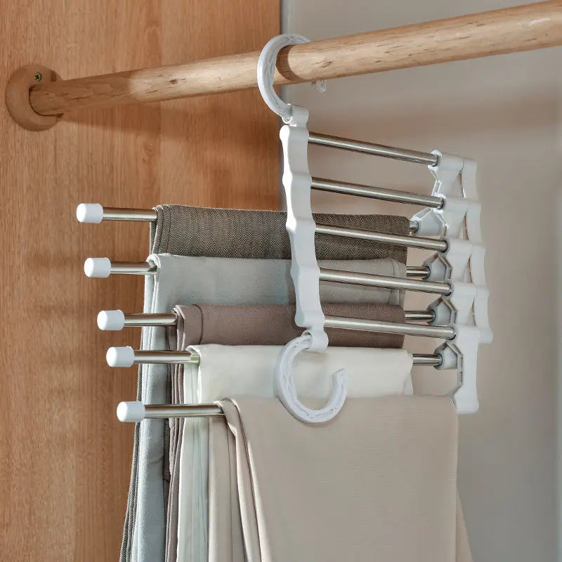 Telescopic Folding Multi-Layer Pants Rack – Magic Pants Hanger for Household Wardrobe Storage