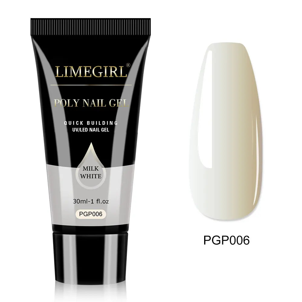 LIMEGIRL 30ml Nail Extension Gel – Glitter Soak-Off Acrylic UV Poly Gel for Quick Nail Build & Manicure