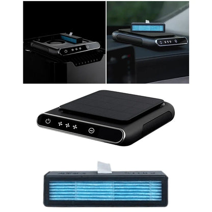 Solar Car Air Purifier - 1200mAh USB Rechargeable Wireless Air Ionizer & Freshener