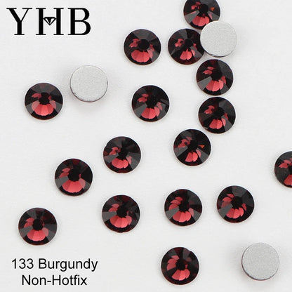 YHB Cold Fix Crystal Flatback Rhinestones - Silver Back Non Hotfix DIY Gems for Nail Art, Bags, Shoes, Garments & Phone Decoration