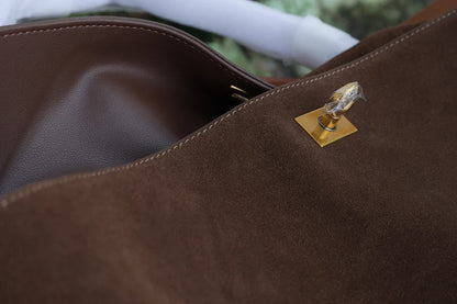 Autumn Winter Suede Leather Tote – Frosted Cowhide High-Capacity Shoulder Kelly Bag