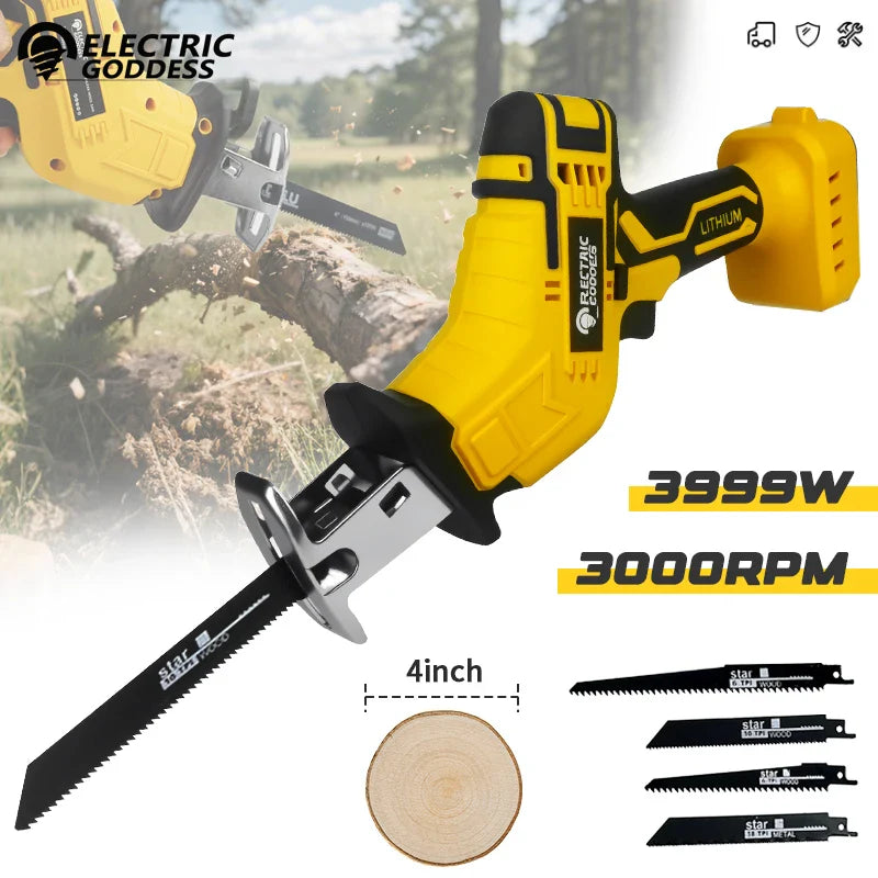 Electric Goddess Cordless Reciprocating Saw – Multi-Functional Metal & Garden Tree Cutting Power Tool for DeWalt 20V Batteries