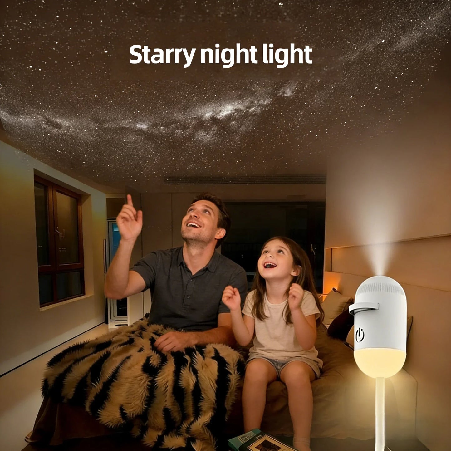 2-in-1 Mini Galaxy Star Projector Night Light – Starry Sky Ambient Bedroom Lamp for Sleep, Relaxation & Home Decoration