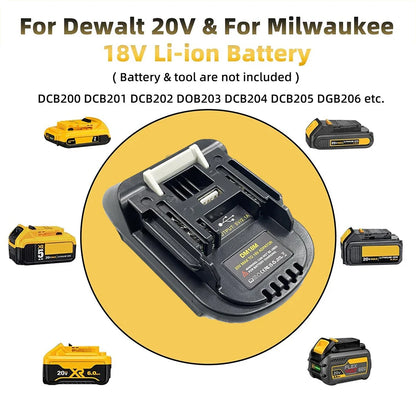 DM18M Battery Adapter for Makita 18V Tools – Convert Dewalt 20V & Milwaukee M18 Batteries to Makita 18V Battery