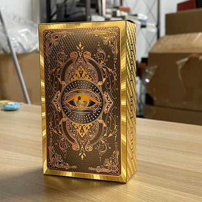 Spanish & English Golden Foil Tarot Deck – 12x7cm Prophecy Cards for Beginners with 2-Language Guidebook